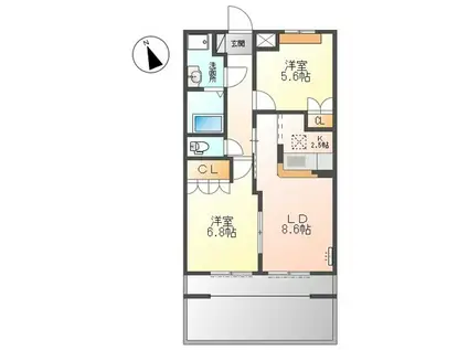 ピアシティ神野々(2LDK/1階)の間取り写真