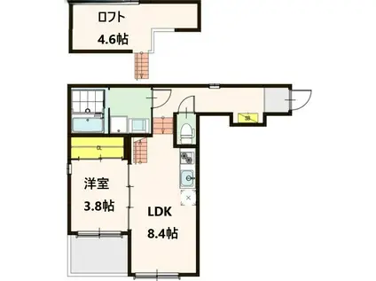 SUCRE FRESCO(1LDK/1階)の間取り写真