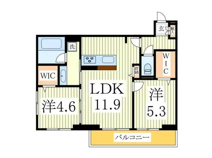 THREE LYAER柏の葉(2LDK/2階)の間取り写真