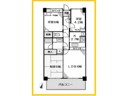 東急ドエルアルス長津田(3LDK/1階)の間取り写真