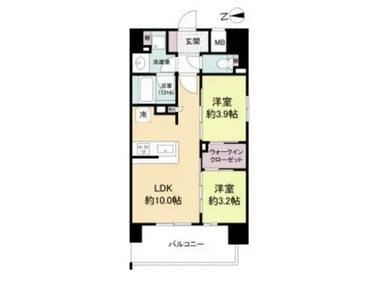 ソルレヴェンテ新梅田(2LDK/8階)の間取り写真