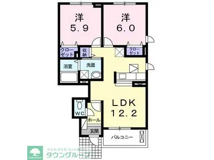 グリーン アヴェニュー(2LDK/1階)の間取り写真