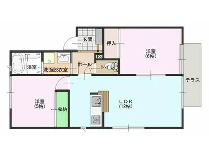 ディアスK(2LDK/1階)の間取り写真