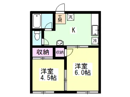 ダイワティアラ津田沼IV(2DK/2階)の間取り写真