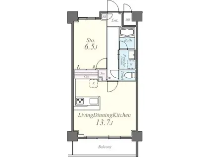 BON SOLEIL(1LDK/2階)の間取り写真