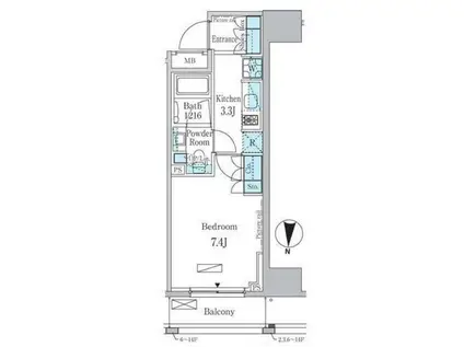 パークアクシス錦糸町レジデンス(1K/9階)の間取り写真