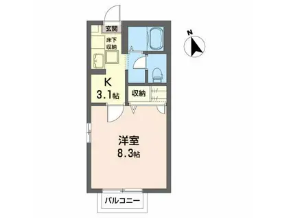 サニーヒル・薬師A(1K/1階)の間取り写真