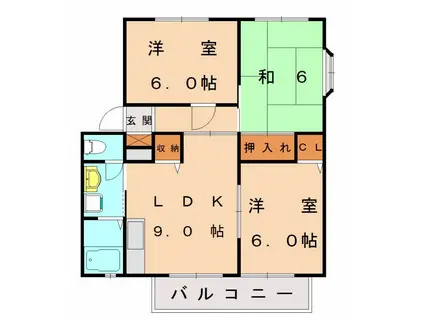 サンビレッジ津屋崎B(3DK/1階)の間取り写真