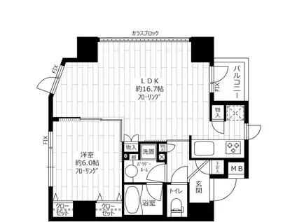 グランドコンシェルジュ錦糸町アジールコート(1LDK/2階)の間取り写真