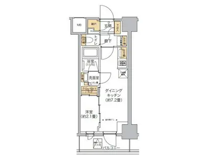 リビオメゾン西麻布(1DK/2階)の間取り写真