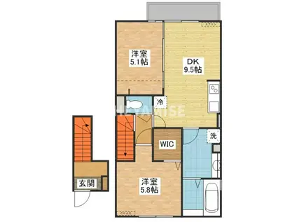 メゾン・ラ・パトリアJ(2DK/2階)の間取り写真