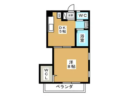 クレマチスの丘II(1DK/3階)の間取り写真