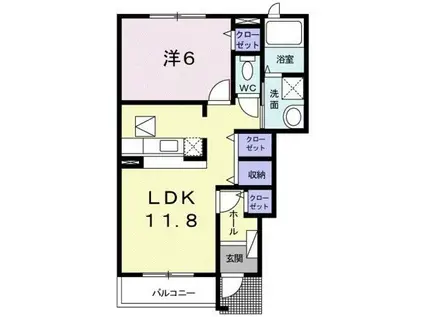 コズカ・ソレイユ(1LDK/1階)の間取り写真