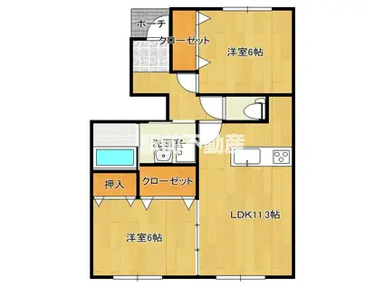 BRILLAVIA(2LDK/1階)の間取り写真