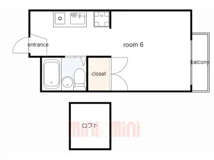 シャンブレット(ワンルーム/2階)の間取り写真