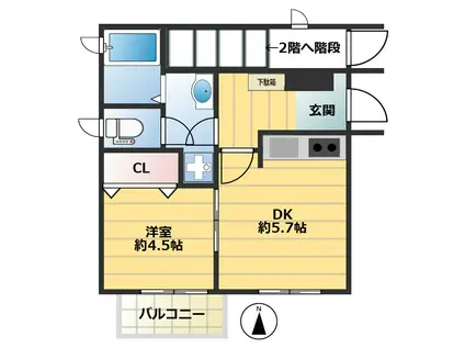 ヴィラ・櫻(1DK/1階)の間取り写真