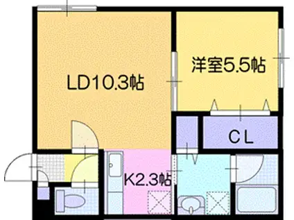 ALBARISE 北栄 (1LDK/4階)の間取り写真