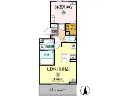 SAKURA A棟(1LDK/3階)の間取り写真