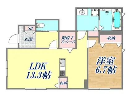 テラス・ドゥ・グリュ2棟(1LDK/1階)の間取り写真