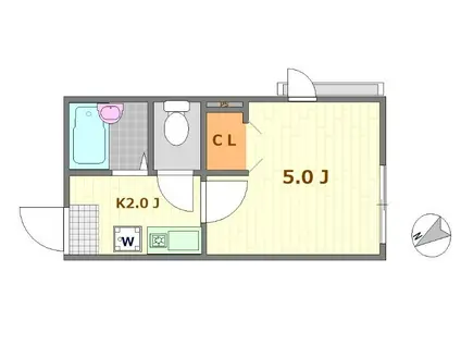 ノーザンロード江北(1K/2階)の間取り写真