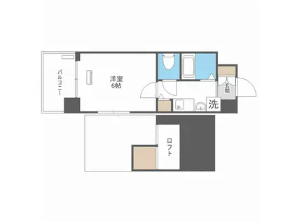 エステムコート梅田茶屋町デュアルスペース(1K/1階)の間取り写真