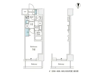 ラティエラ練馬(1K/6階)の間取り写真