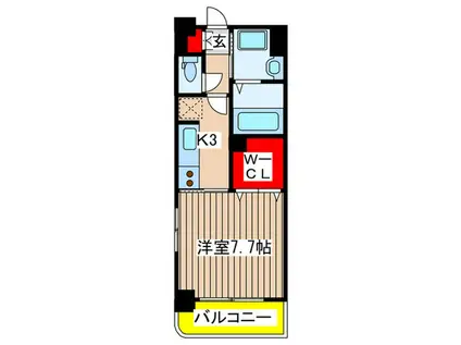 アルベ-ル向ヶ丘(1K/2階)の間取り写真