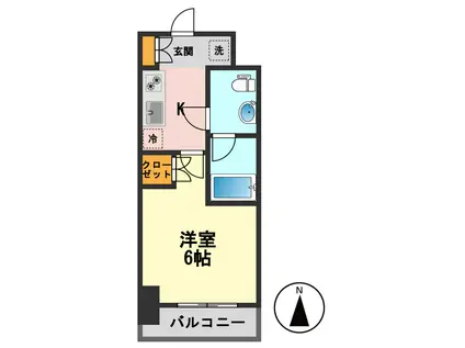 エストゥルース新小岩(1K/10階)の間取り写真