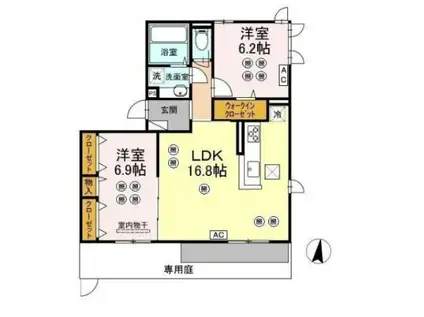 ルミエール庚午北(2LDK/3階)の間取り写真