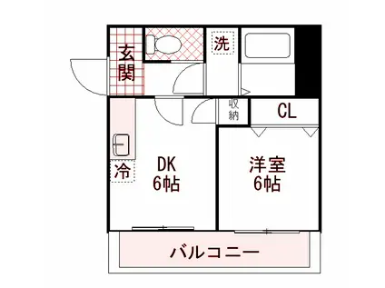 プレジール(1DK/3階)の間取り写真