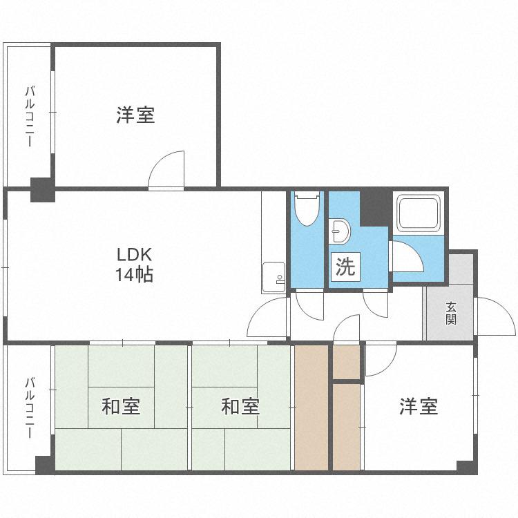 コスモロイヤル東苗穂A棟(4LDK/6階)の間取り写真