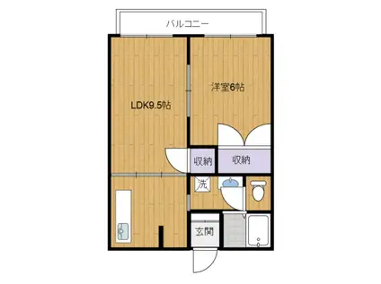 サンガーデン小野 B棟(1LDK/2階)の間取り写真