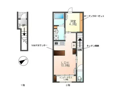 サンフェリーチェS(1LDK/2階)の間取り写真