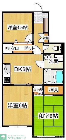 ソレイユアヴリル(3DK/2階)の間取り写真
