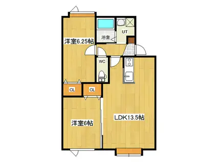 ＪＲ石北本線 西北見駅 徒歩40分 2階建 築25年(2LDK/1階)の間取り写真