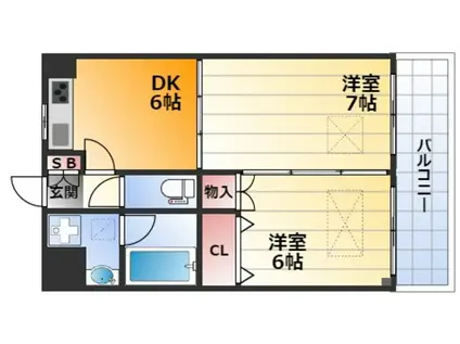 プリムローズ(2DK/5階)の間取り写真