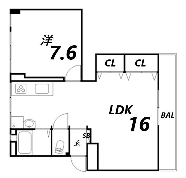 ONE LIGHTマンション(1LDK/4階)の間取り写真