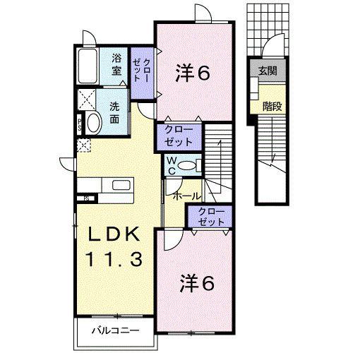 フローレンス御幸C(2LDK/2階)の間取り写真