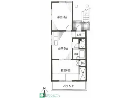 上用賀館(2DK/2階)の間取り写真