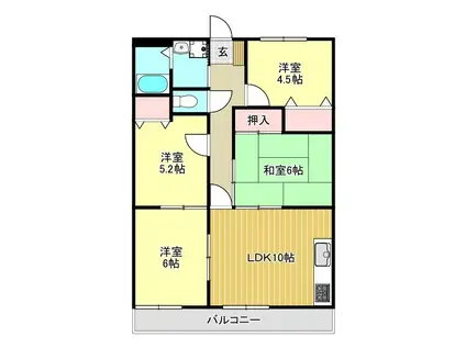 グランティーバ(4DK/2階)の間取り写真