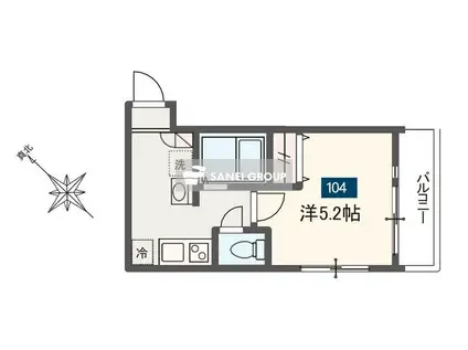 MELDIA新座大和田(1K/1階)の間取り写真