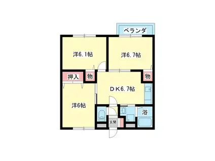 プレミール加茂A(3DK/2階)の間取り写真