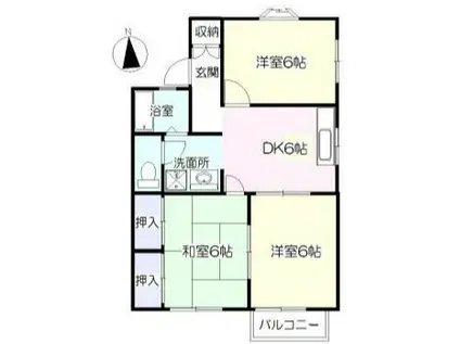 ファミールハウスA(3DK/2階)の間取り写真