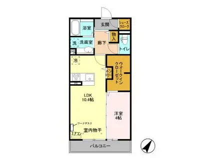 モアニおおたか(1LDK/2階)の間取り写真