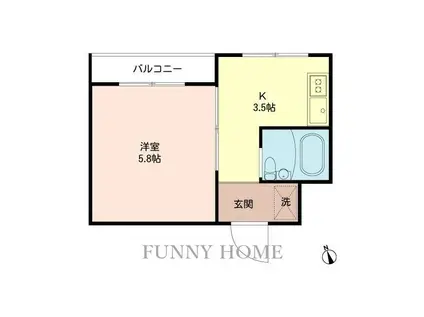 ピア豪徳寺II(1K/1階)の間取り写真