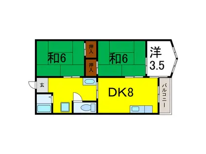 渭東ハイツ(3DK/5階)の間取り写真