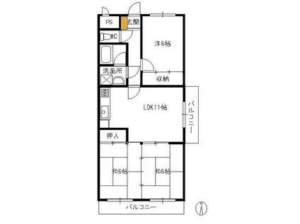 サンルート井上(3LDK/2階)の間取り写真