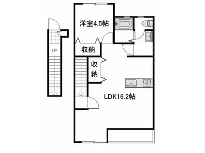 SMARTLIFE庭瀬北 南棟(1LDK/2階)の間取り写真