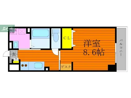 8LEAF大元(1K/6階)の間取り写真