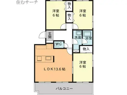 VIP-IN太平洋サウスヒルズ(3LDK/3階)の間取り写真